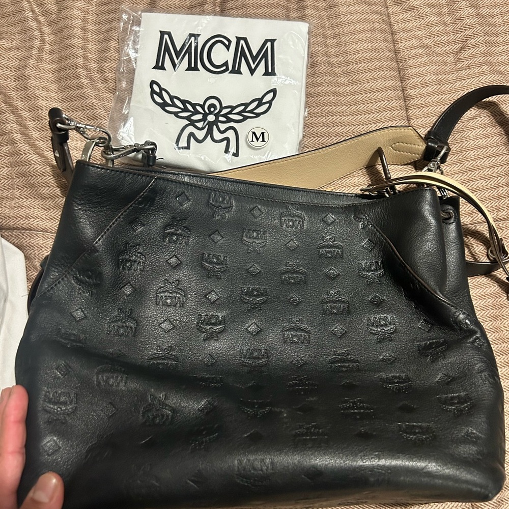 MCM Black Leather Shoulder Bag